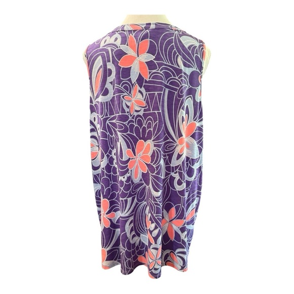 Sew In Love XL Purple Floral Sleeveless Blouse with Crisscross Neckline - Picture 3 of 7